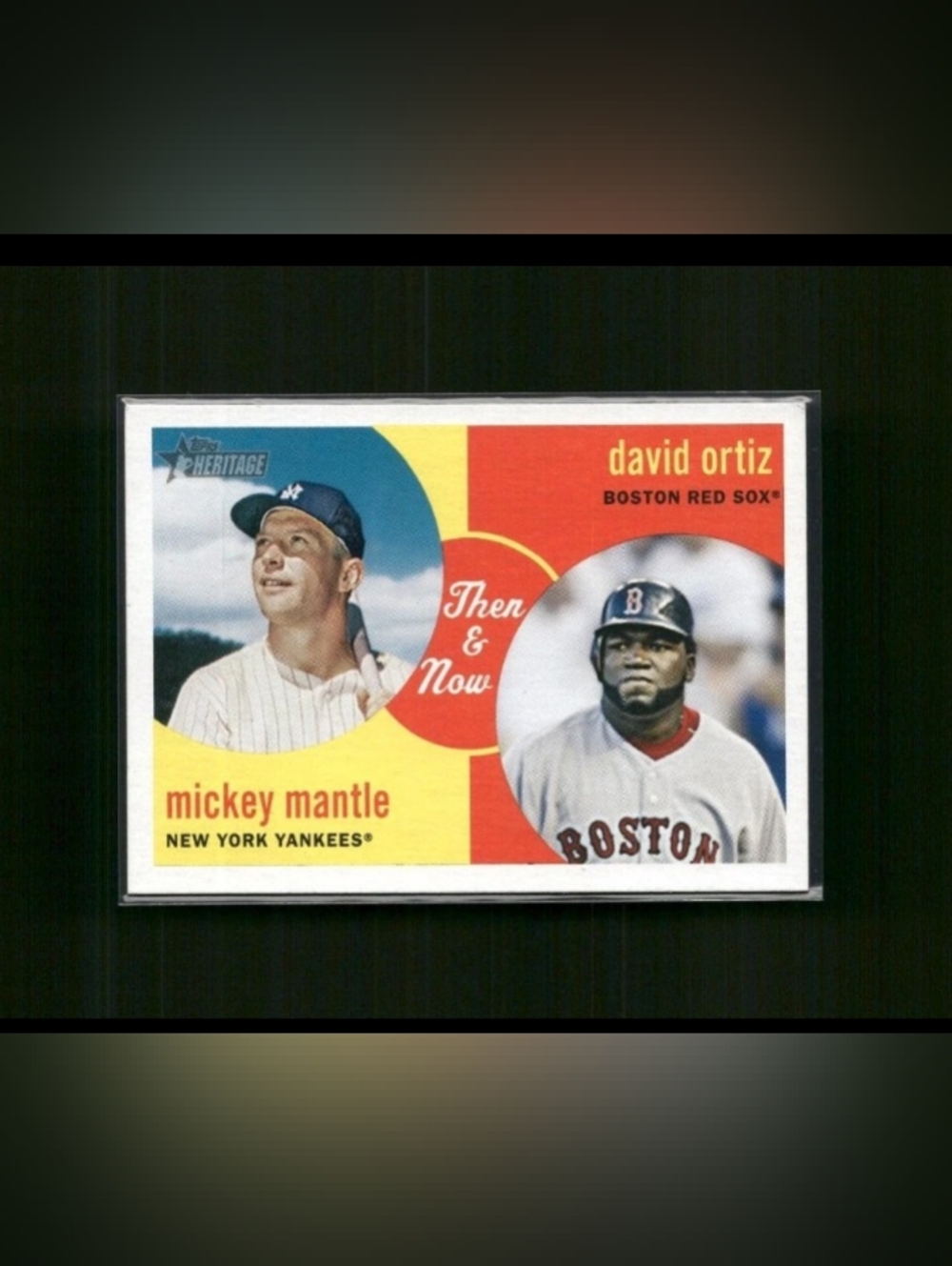 2008 Topps Heritage Baseball Mickey Mantle David Ortiz Then & Now Card #TN5